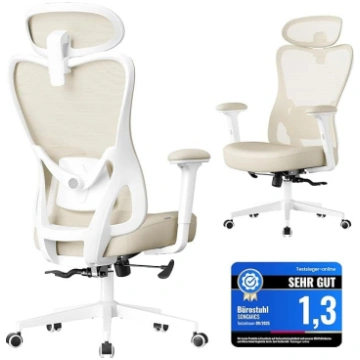 SONGMICS ergonomisks biroja krēsls, datorkrēsls, r