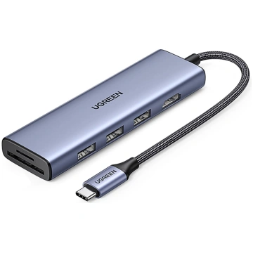 6in1 HUB adapteris USB-C - HDMI / USB-A / SD TF ka
