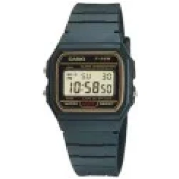 Casio Retro Black Band Gold Face Alarm Chronograph
