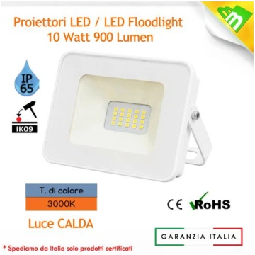 FARO LED FARETTO SOTTILE 10W LUCE CALDA 3000K ESTE