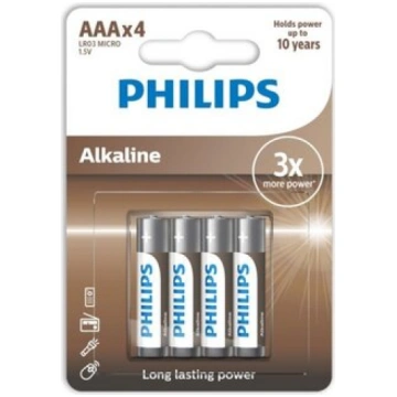 PHILLIPS PHILIPS ALKALINE BATTERY AAA LR03 4 PACK