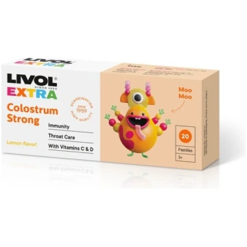 LIVOL Extra Colostrum Strong Lemon košļājamās tabl