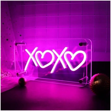 XOXO neona zīmes, rozā XOXO LED zīmes, USB powered
