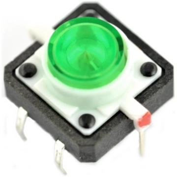 Tact Switch 12x12, 7mm THT 6 pin - green backlight