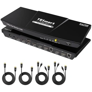 TESmart KVM slēdzis 2 monitoriem, 2 datori, 4K @ 6