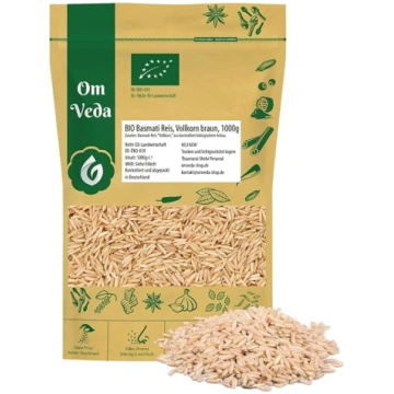 Bioloģiskie basmati rīsi, pilngraudu rīsi, 1000 g,