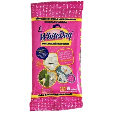 WHITE DAY mitrās salvetes traipu tīrīšanai, 5 gab