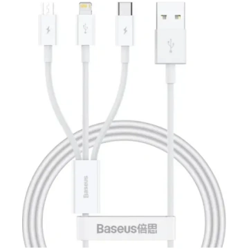 Baseus Superior Series 3-in-1 kabelis USB-A — USB-