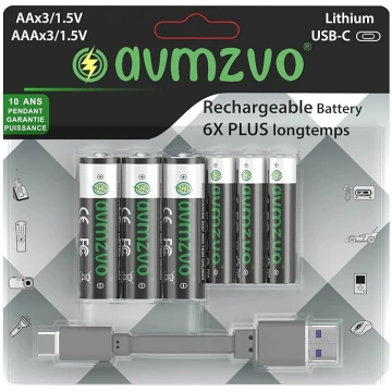 AA AAA litija baterijas, 1,5 V, 3400 MWh, AA 3 gab