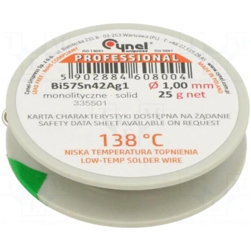 Tin | lead free | Bi57Sn42Ag1 | 1mm | 25g | reel |