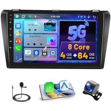 Hikity 8-core 4+64GB Android auto radio bezvadu Ca