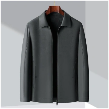 New Men"s High-end Lapel Leather Jacket Spring and