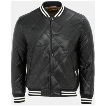 Men's Faux Leather Button Long Sleeve Quilted