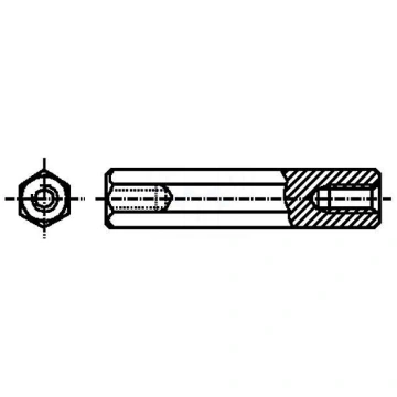 Screwed spacer sleeve | 34mm | Int.thread: M3 | he