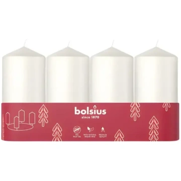 Bolsius cilindriskas sveces, Ø100x48 mm, baltas, 4