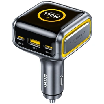 USB-C auto lādētājs ar displeju, AOHI 140W PD3.1 a
