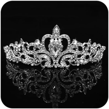 Tiara Crystal kronis ar Rhinestone ķemme Sudraba R