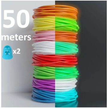 Spīdīga plastmasa 3D pildspalvai, 50m un pirkstu a