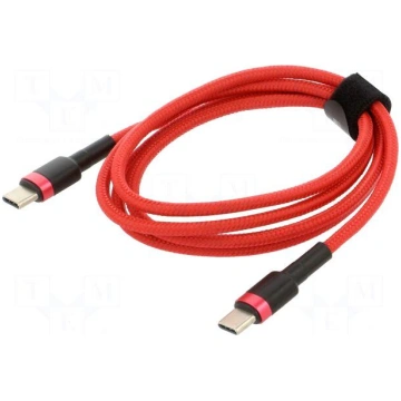 Cable | USB C plug,both sides | 1m | red | textile