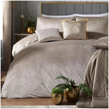 Laurence Llewelyn-Bowen BEIGE VELVET DUVET COVER S