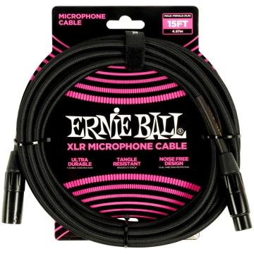 Ernie Ball 6391 15ft Braided XLR Microphone Cable 