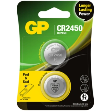 GP - Lithium Cell Battery CR2450, 3V, Safety Seal,