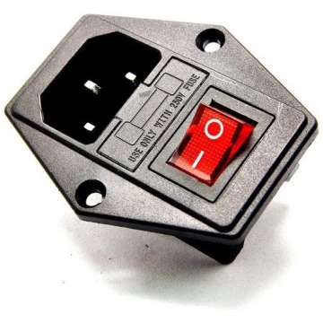 IEC 250V AC male power socket - with switch and fu