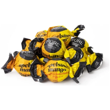 Tumšās šokolādes trifeles ar apelsīnu-mango krēma 