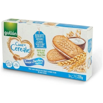 Pilngraudu biskvīta cepumi bez cukura GULLON, 220g