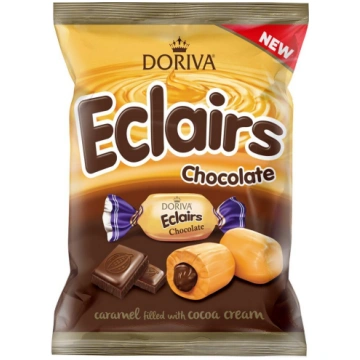 Karamele "Eclairs" ar šokolādes garšas krējuma pil