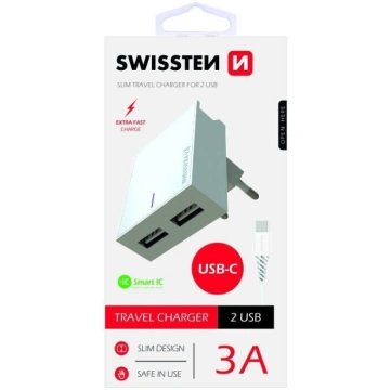 Telefona lādētājs Swissten Premium Fast, USB/AC/DC