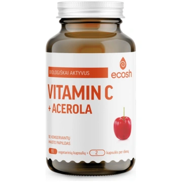 ECOSH bioaktīvais C vitamīns ar acerolu, 90 kapsul