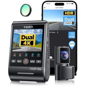 VIOFO A229 Ultra 2CH Dual 4K Dash Cam Priekšējā ai