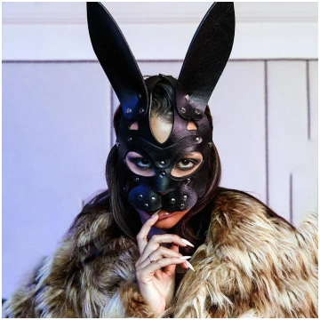 Rabbit leather mask, party stage performance props