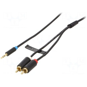 Cable | Jack 3.5mm 3pin plug,RCA plug x2 | 2m | bl