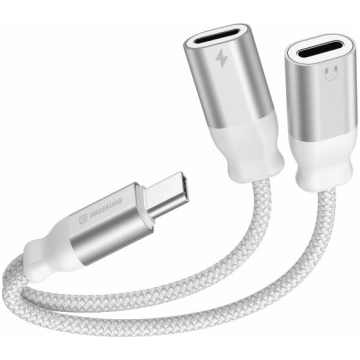 Swissten Textile USB-C Audio Charging Adapteris 2x
