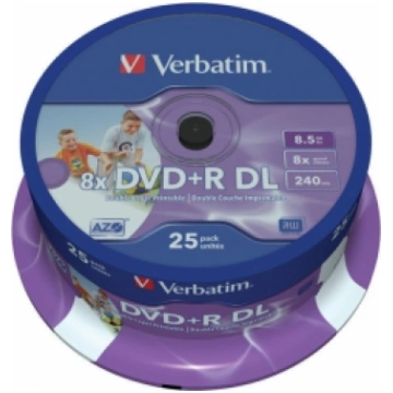 Verbatim DVD+R DL 8.5GB Double Layer 8x AZO Wide P