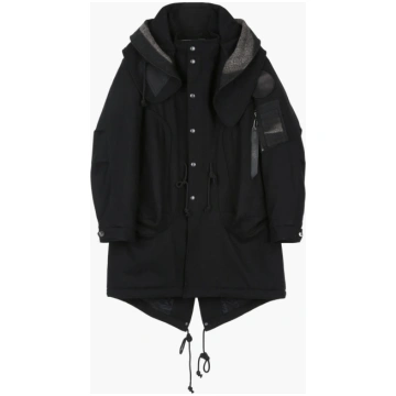 ALPHA X JIYONGKIM SUN-BLEACHED FISHTAIL COAT - BLA