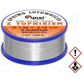 Tin; lead-based; Sn60Pb40; 1.5mm; 100g; reel; 190°