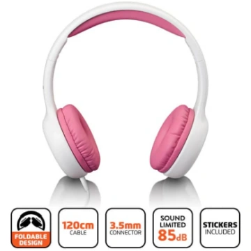 Lenco on-ear austiņas bērniem, rozā HP-010PK