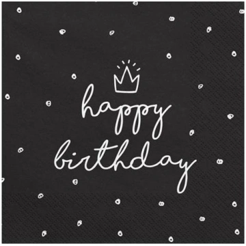 Party Deco Serwetki papierowe Happy Birthday czarn