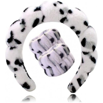 Ecarla White Leopard Headband Wristband galvos lan