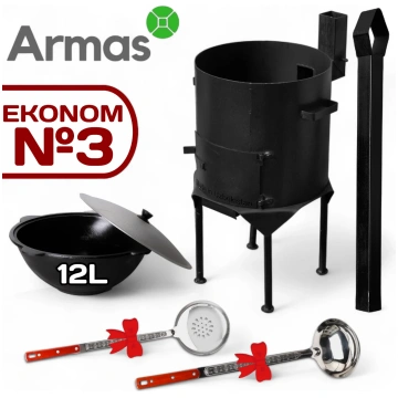 Komplekts krāsns ar skursteni un 12L uzbeku kazanu