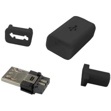 Micro USB type B plug - with cover - mounted on ca