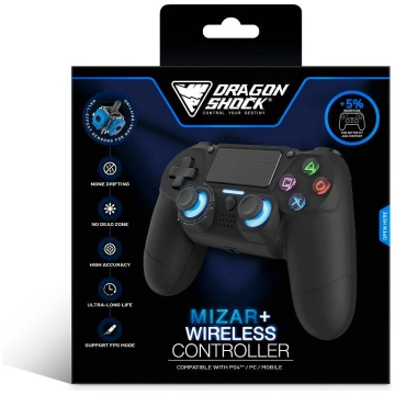 Dragonshock Mizar+ Black Bluetooth Gamepad Analogu