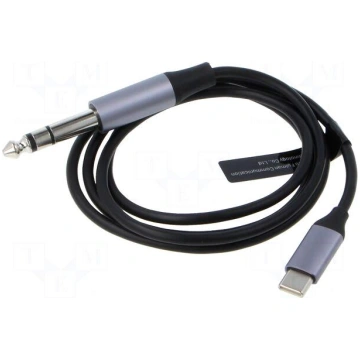 Cable | Jack 6,3mm 3pin plug,USB C plug | nickel p