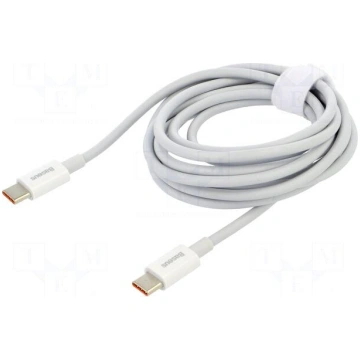Cable | USB C plug,both sides | 2m | white | 100W 