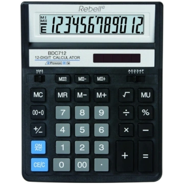 Galda kalkulators BDC712, melns REBELL