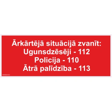 Zīme Ārkārtas situācijas zvanīt Plastikāts (putots