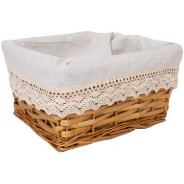 Basket MAX 24x18xH12cm, light brown with lace 8789